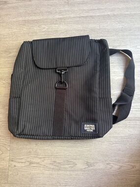 Jean Paul Gaultier Black Pinstripe Crossbody Messenger